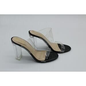 Elegant Collection clear strap and heel slip on pumps womens 9 y2k elegant event